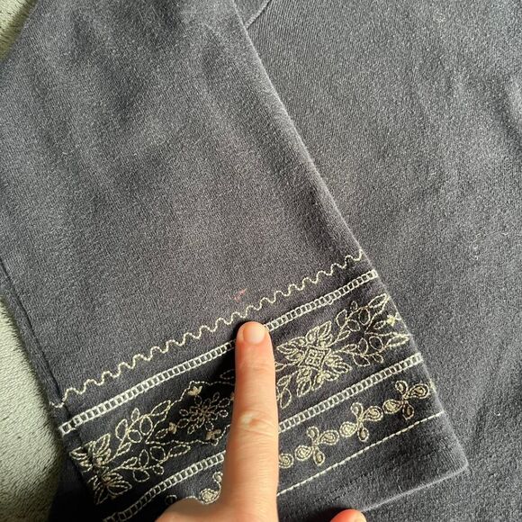 Vintage 90s/Y2K Sonoma Jean Company Embroidered Black Top 3/4 Sleeve size medium - Picture 6 of 6